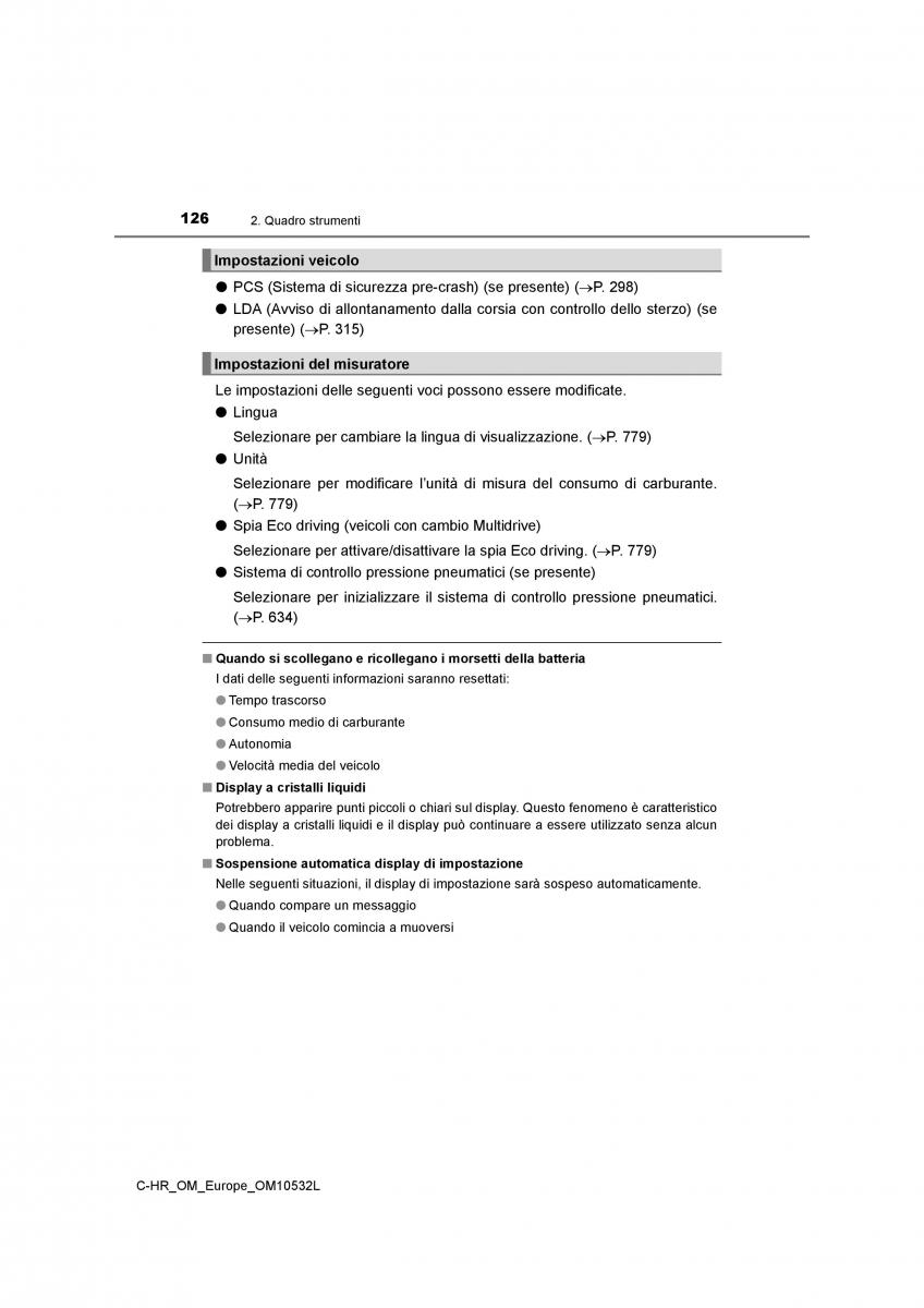 Toyota C HR manuale del proprietario / page 126