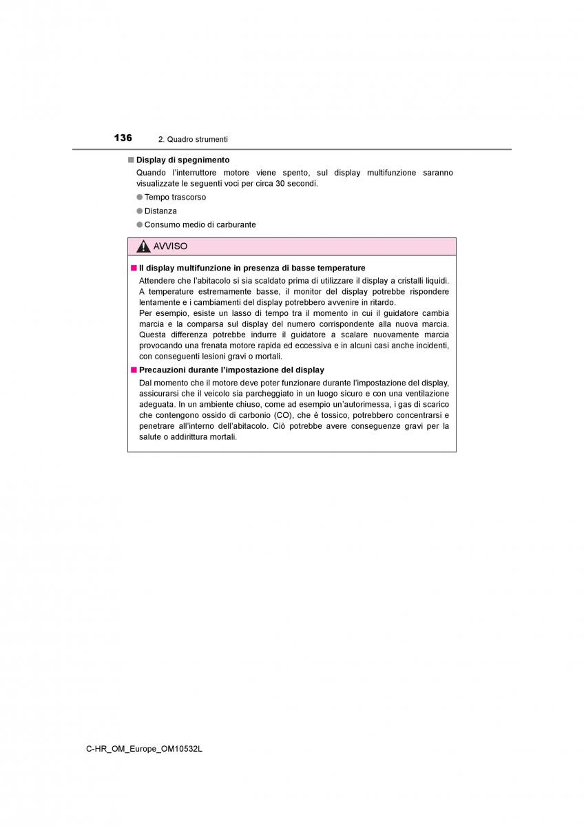 Toyota C HR manuale del proprietario / page 136