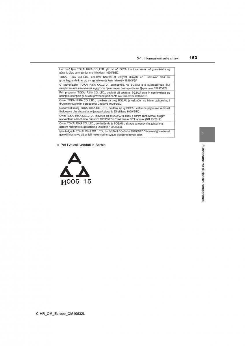 Toyota C HR manuale del proprietario / page 153