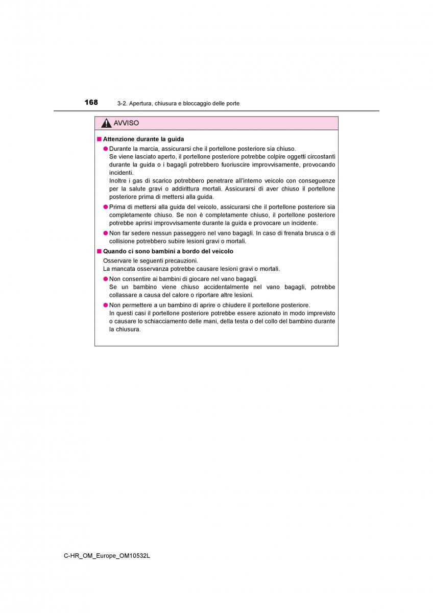 Toyota C HR manuale del proprietario / page 168