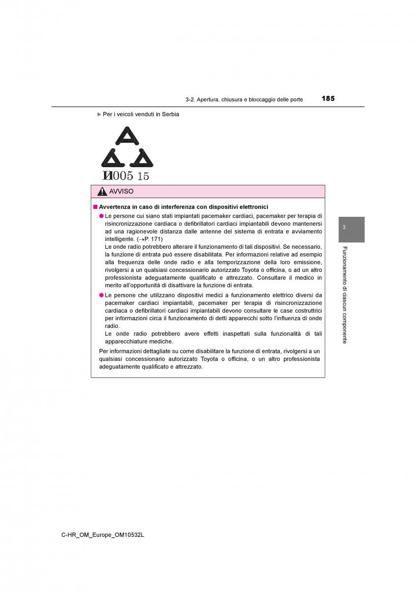 Toyota C HR manuale del proprietario / page 185