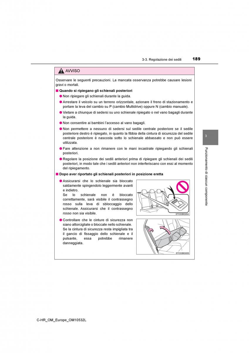 Toyota C HR manuale del proprietario / page 189