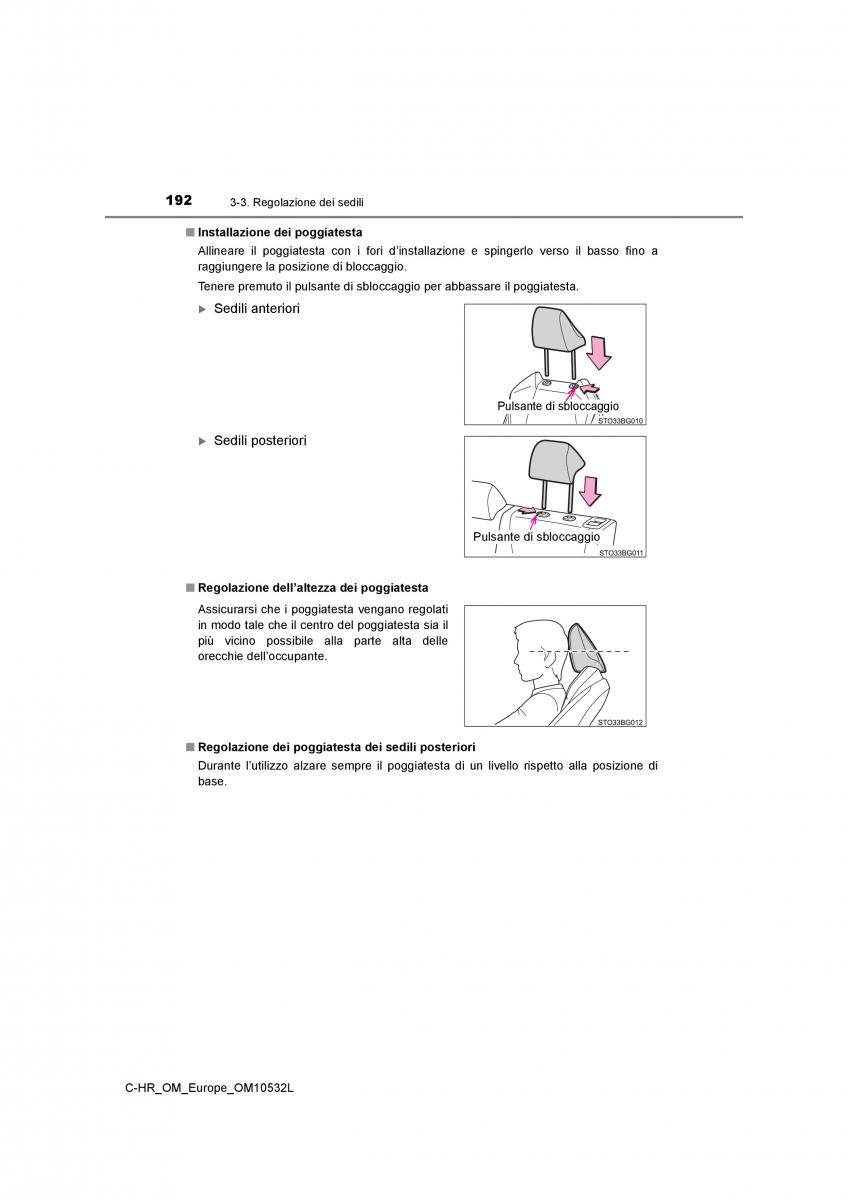 Toyota C HR manuale del proprietario / page 192