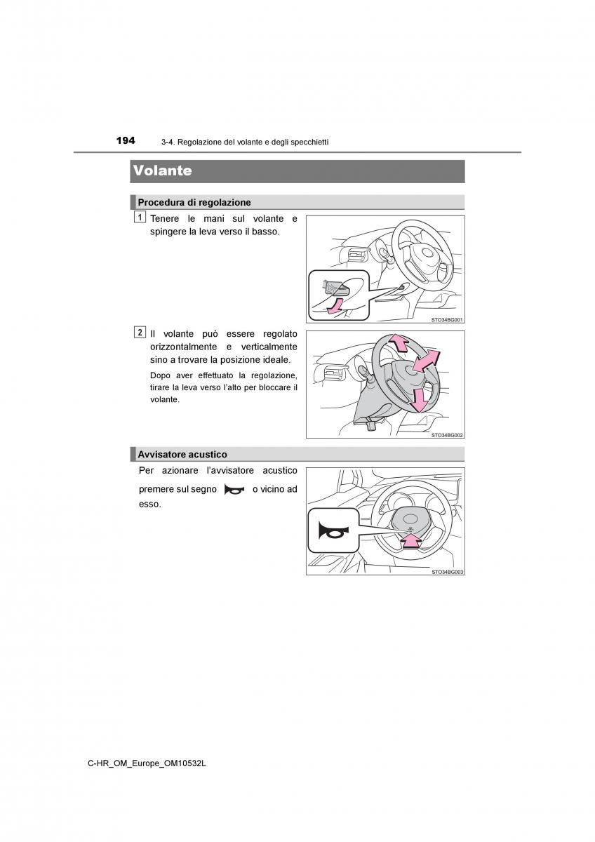 Toyota C HR manuale del proprietario / page 194