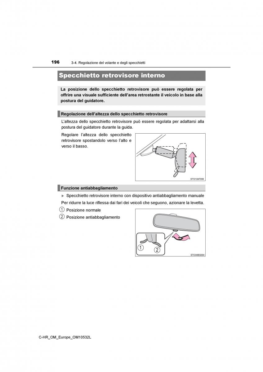 Toyota C HR manuale del proprietario / page 196