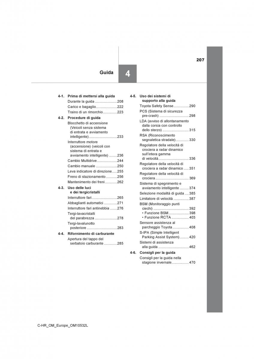 Toyota C HR manuale del proprietario / page 207