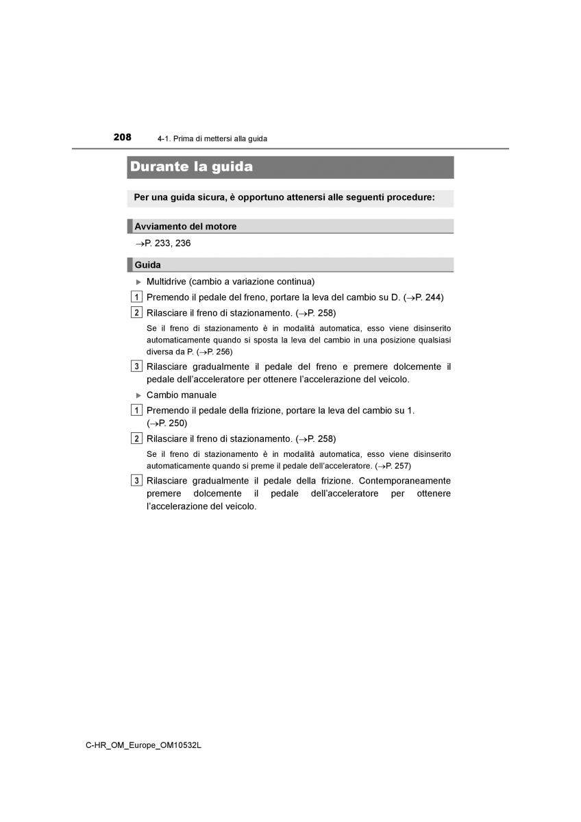 Toyota C HR manuale del proprietario / page 208