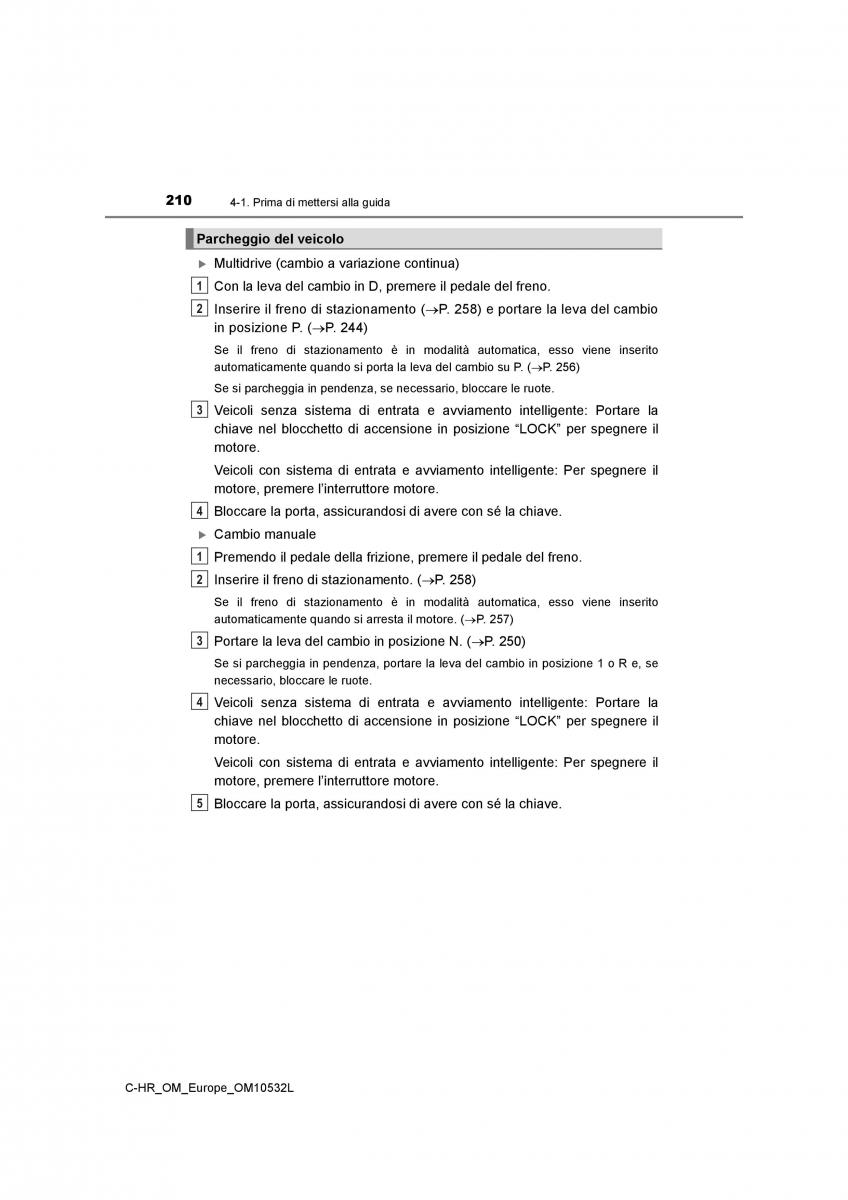 Toyota C HR manuale del proprietario / page 210