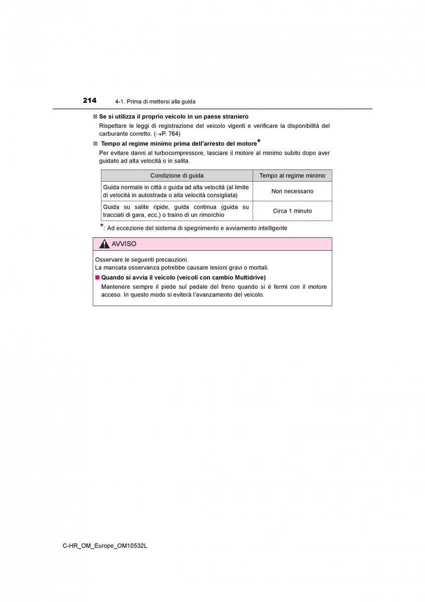 Toyota C HR manuale del proprietario / page 214