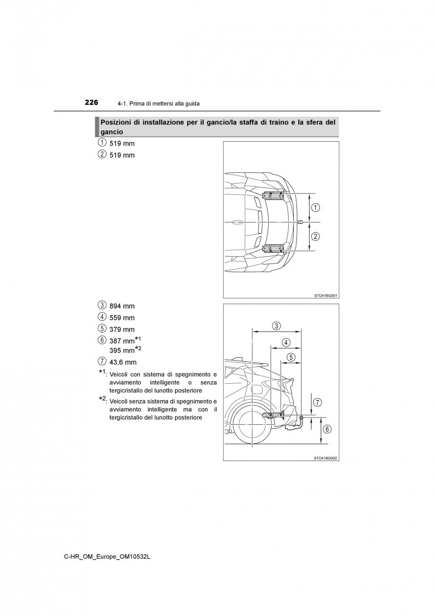 Toyota C HR manuale del proprietario / page 226