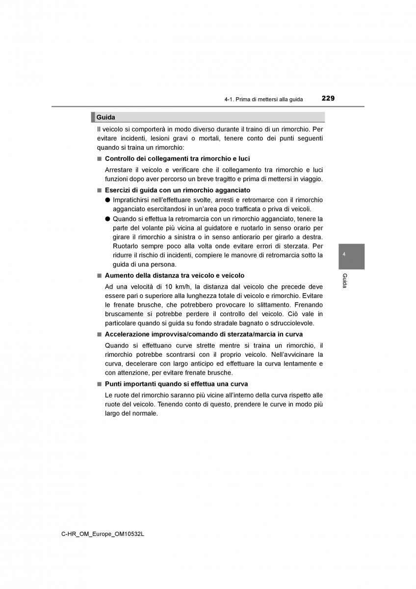 Toyota C HR manuale del proprietario / page 229