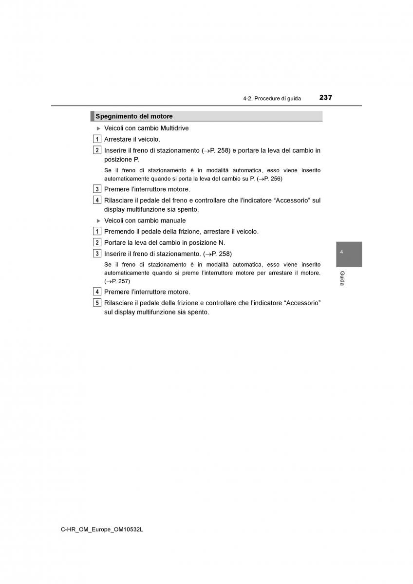 Toyota C HR manuale del proprietario / page 237