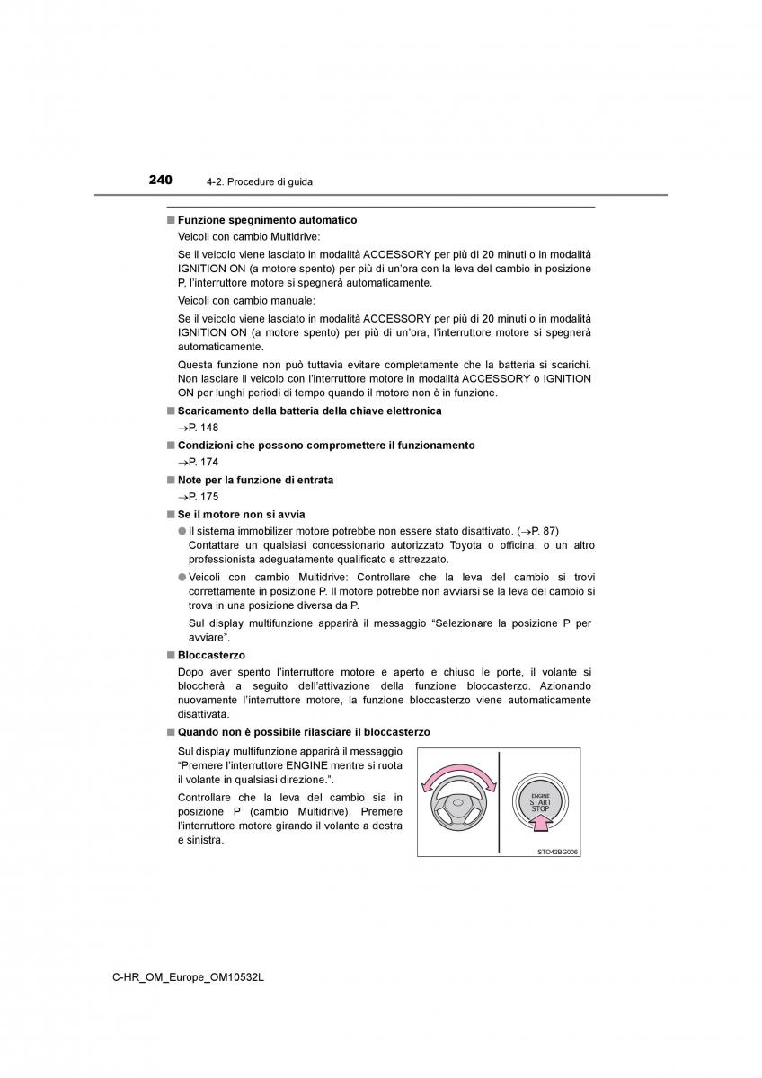 Toyota C HR manuale del proprietario / page 240