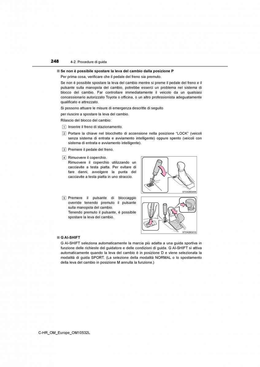 Toyota C HR manuale del proprietario / page 248