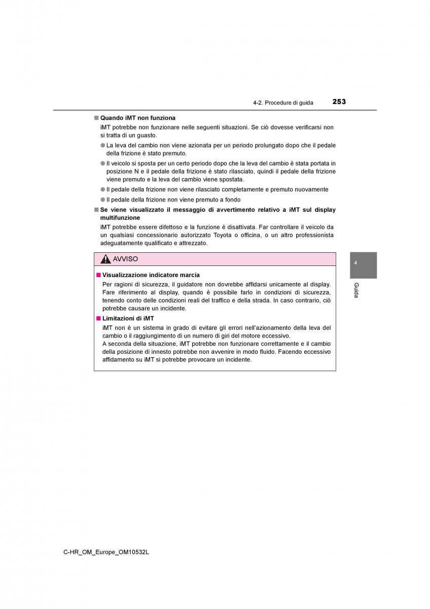 Toyota C HR manuale del proprietario / page 253