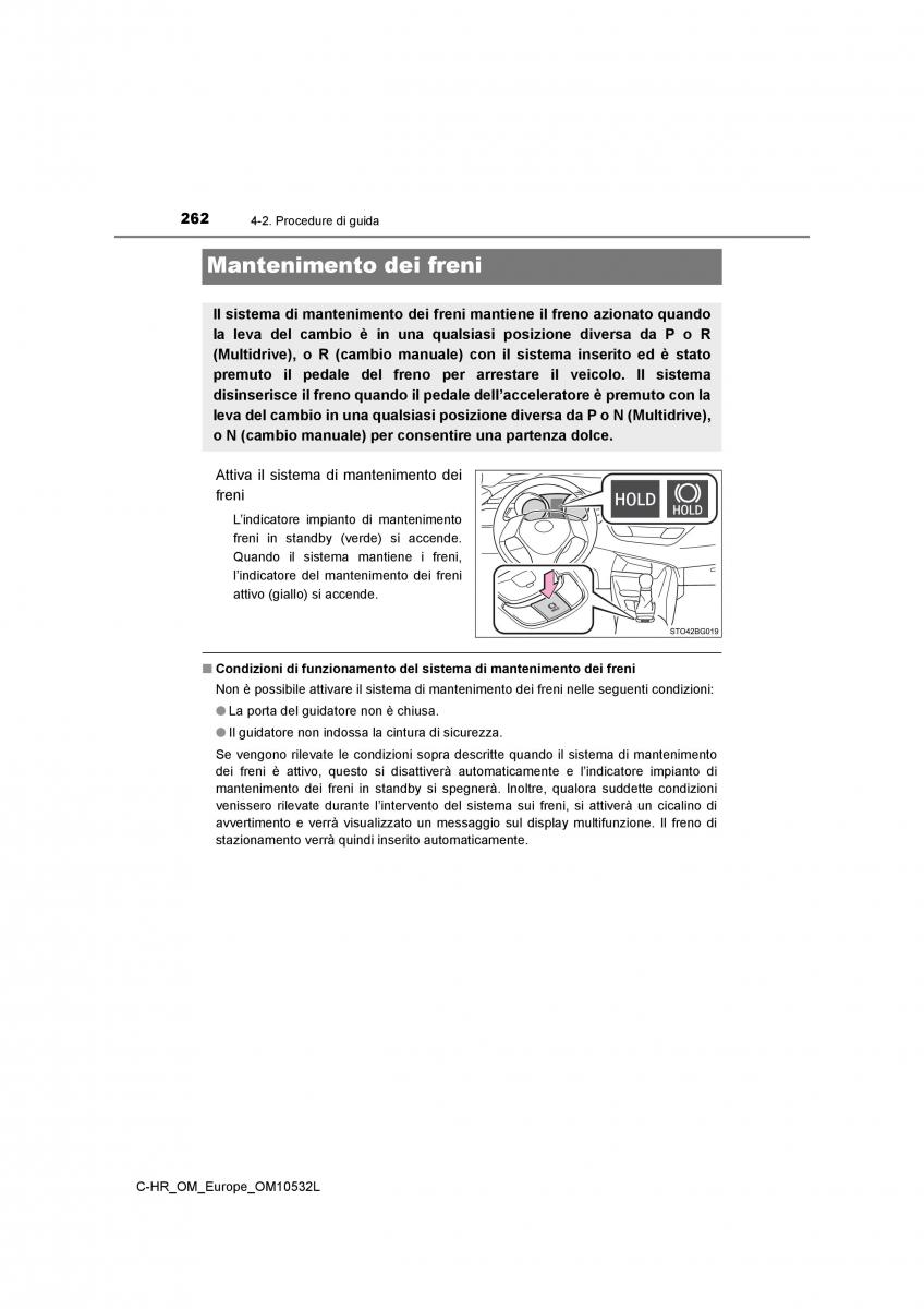 Toyota C HR manuale del proprietario / page 262