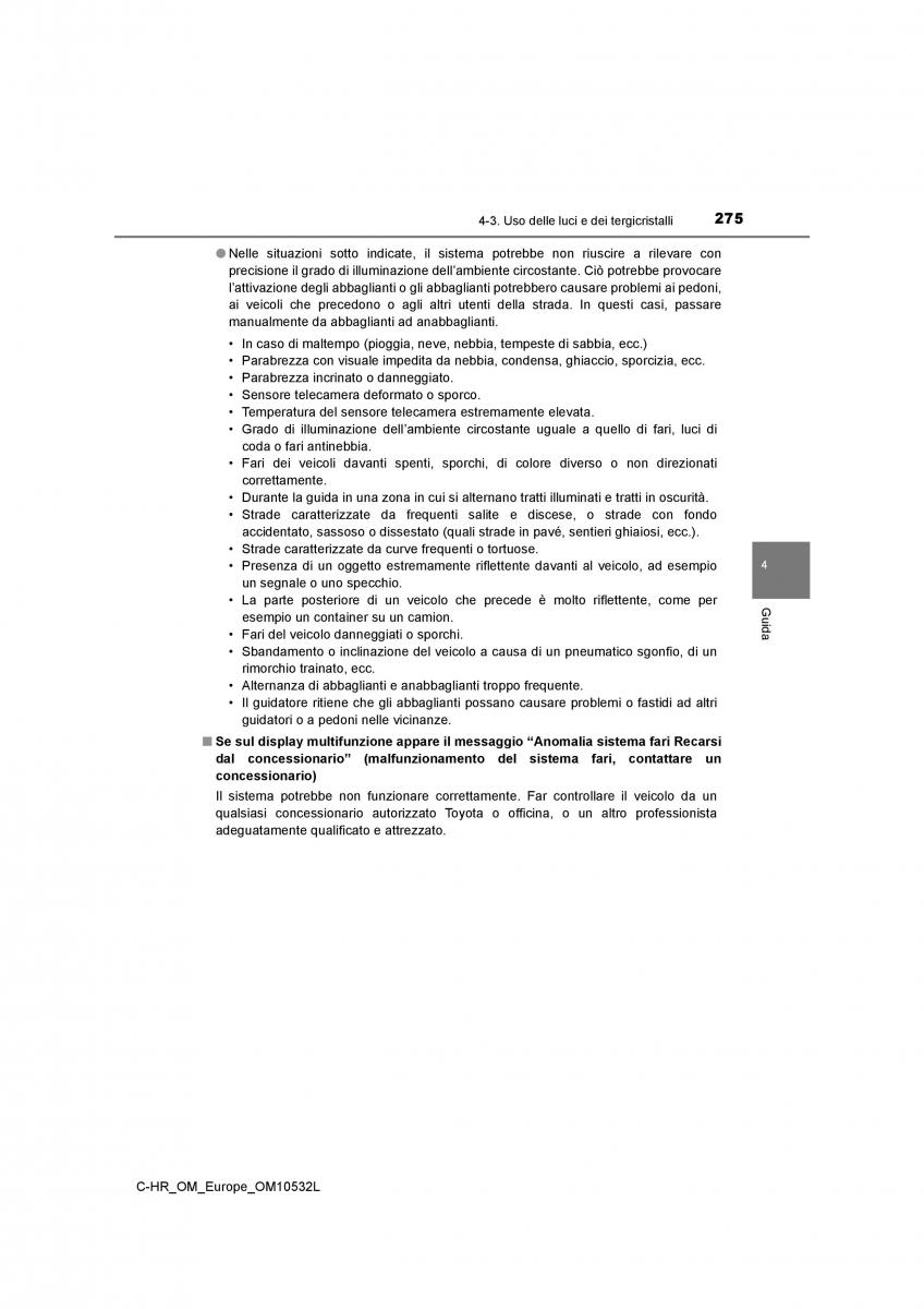 Toyota C HR manuale del proprietario / page 275