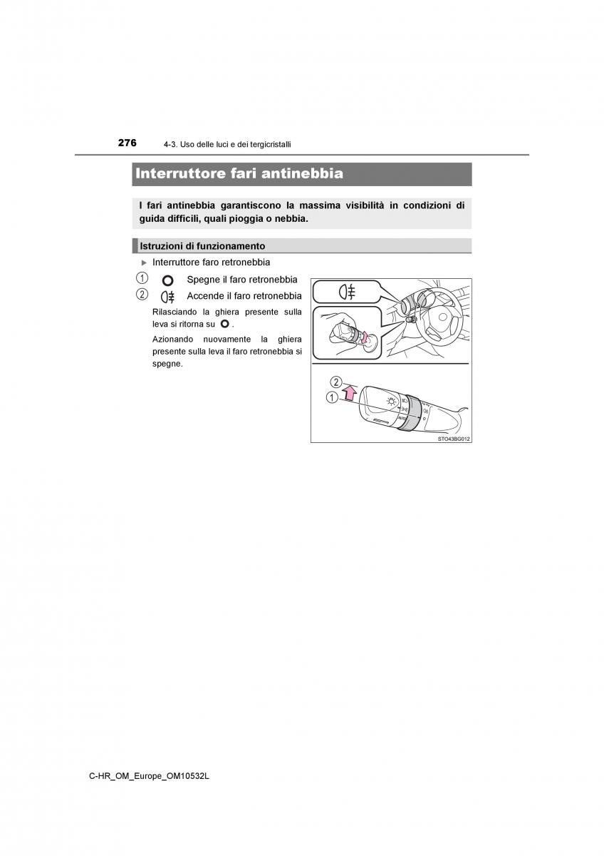 Toyota C HR manuale del proprietario / page 276