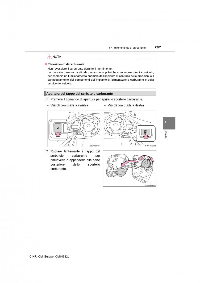 Toyota C HR manuale del proprietario / page 287