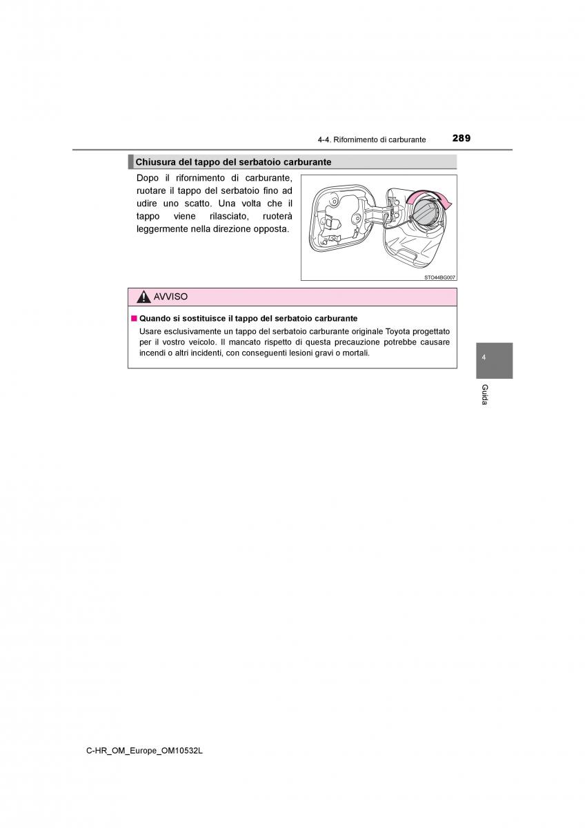Toyota C HR manuale del proprietario / page 289