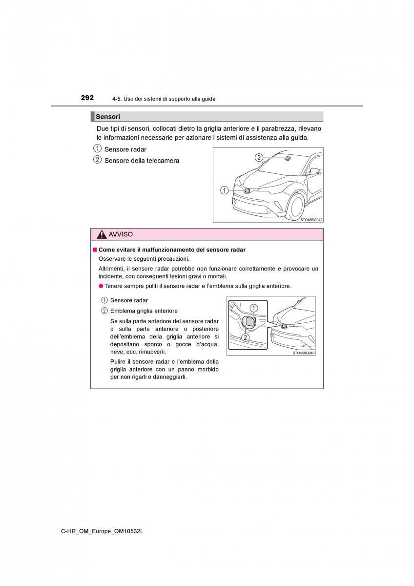 Toyota C HR manuale del proprietario / page 292