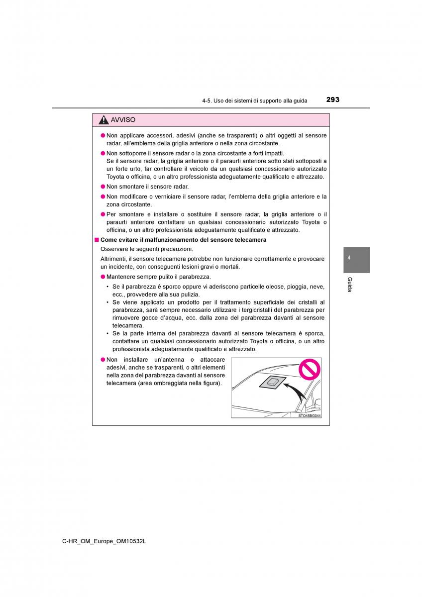 Toyota C HR manuale del proprietario / page 293