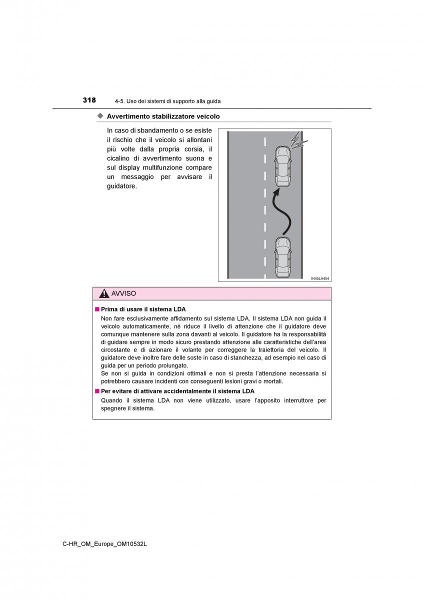 Toyota C HR manuale del proprietario / page 318