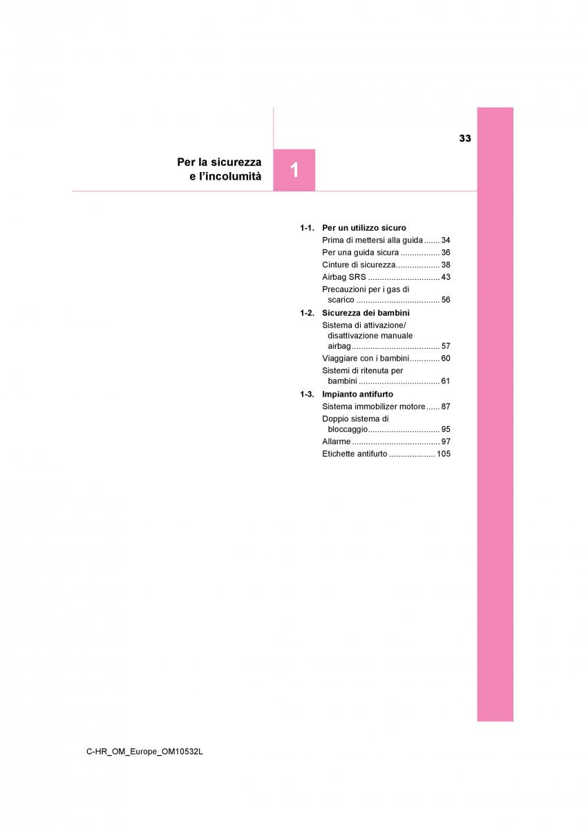 Toyota C HR manuale del proprietario / page 33