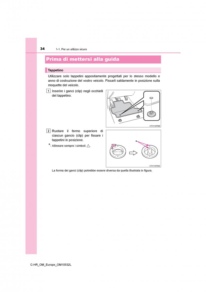 Toyota C HR manuale del proprietario / page 34