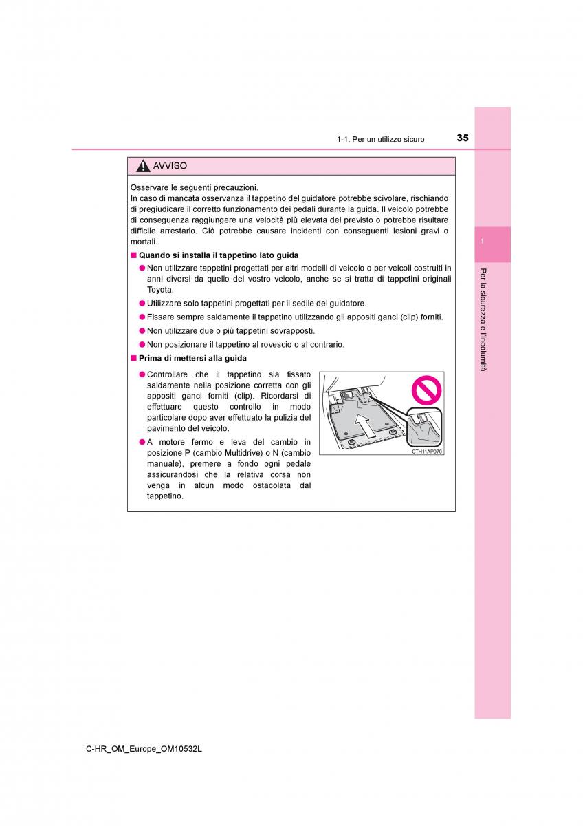 Toyota C HR manuale del proprietario / page 35