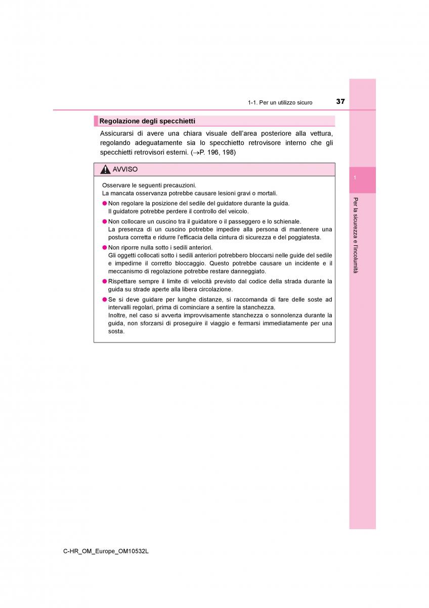 Toyota C HR manuale del proprietario / page 37