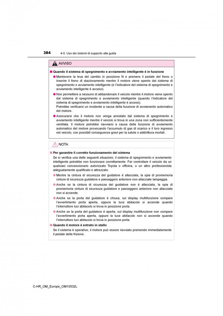 Toyota C HR manuale del proprietario / page 384