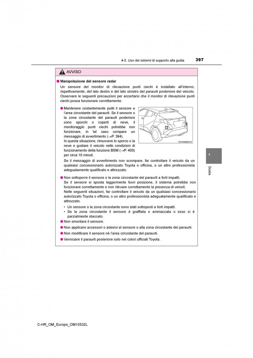 Toyota C HR manuale del proprietario / page 397