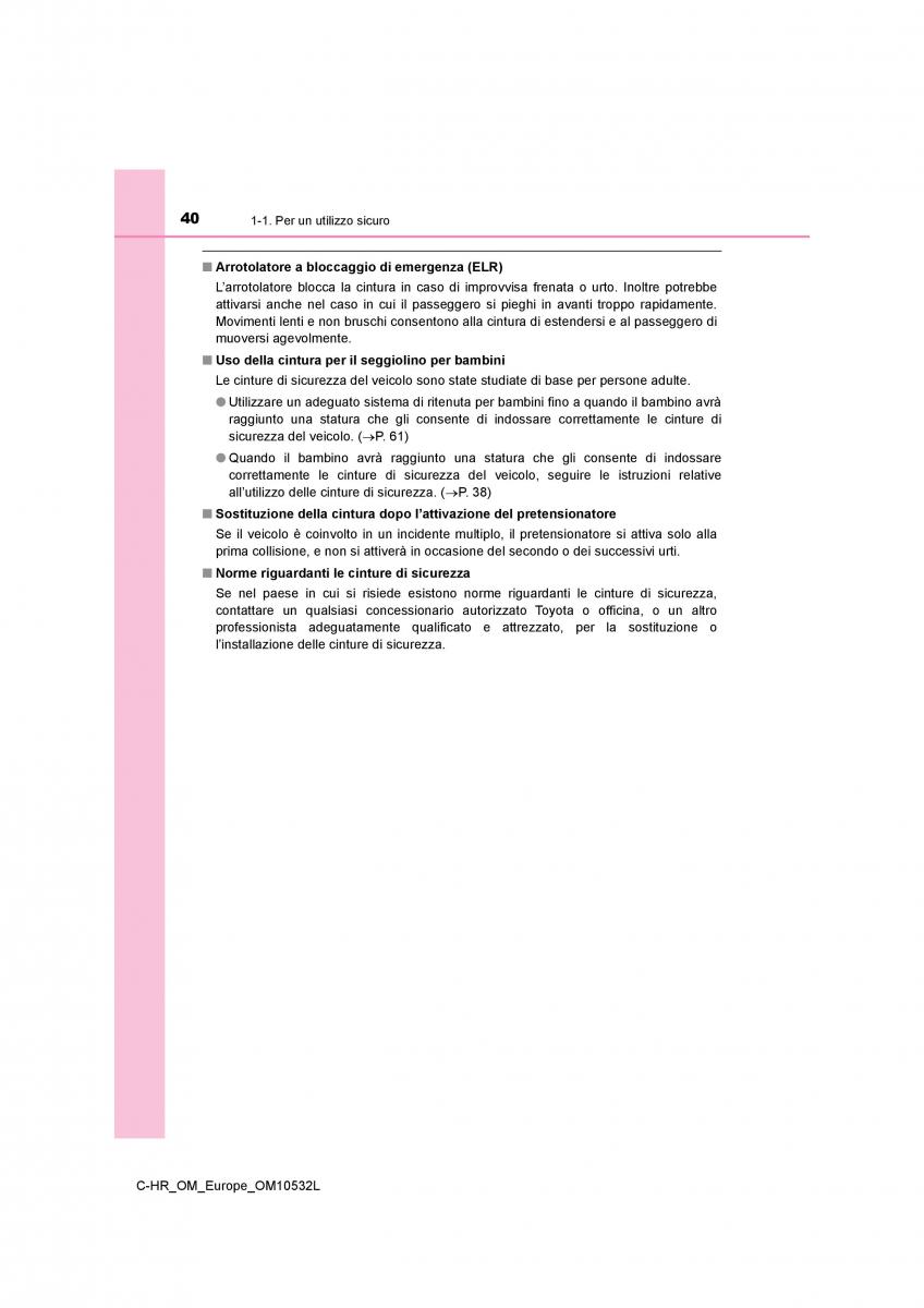 Toyota C HR manuale del proprietario / page 40