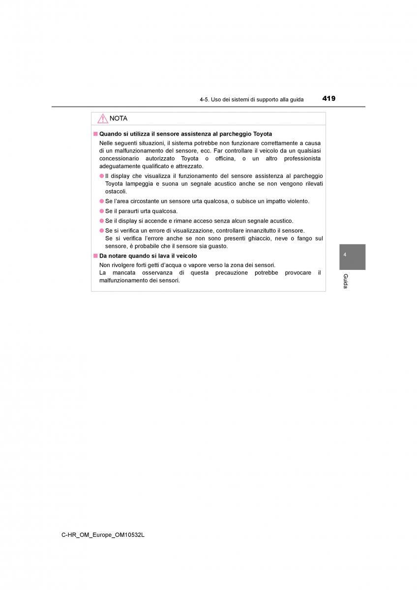 Toyota C HR manuale del proprietario / page 419