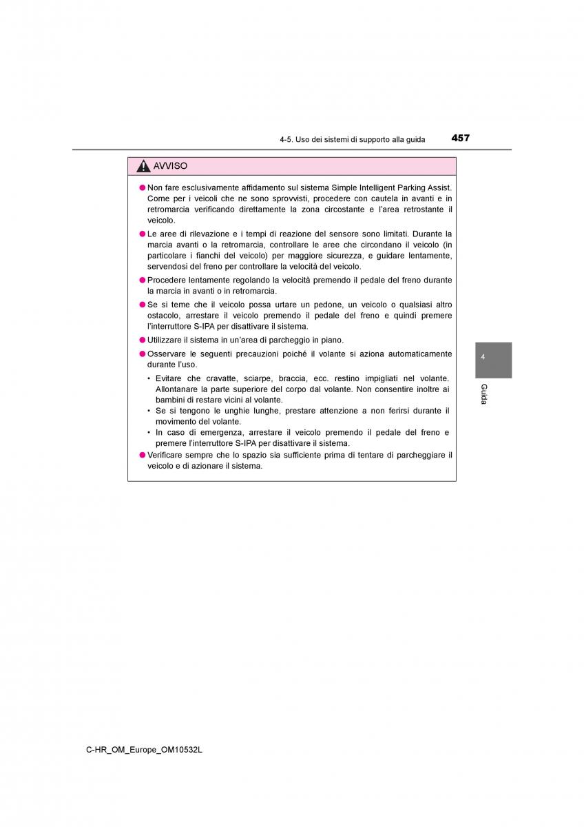 Toyota C HR manuale del proprietario / page 457