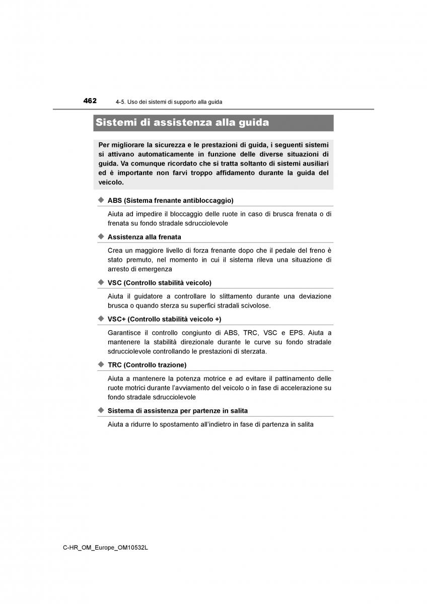 Toyota C HR manuale del proprietario / page 462