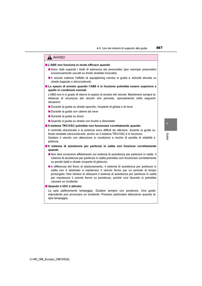 Toyota C HR manuale del proprietario / page 467