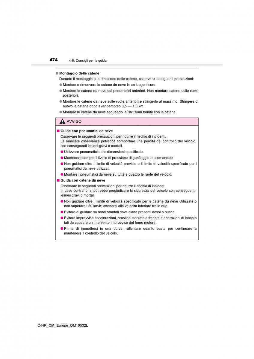 Toyota C HR manuale del proprietario / page 474