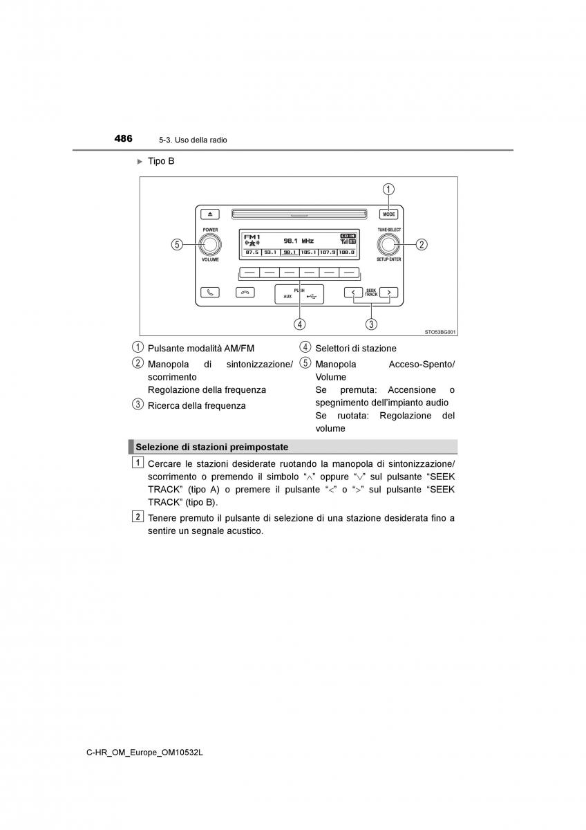 Toyota C HR manuale del proprietario / page 486