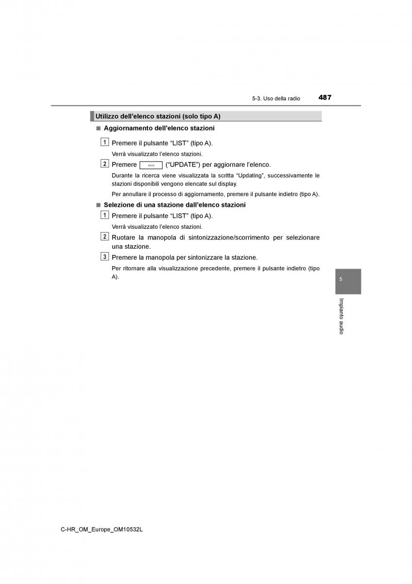 Toyota C HR manuale del proprietario / page 487