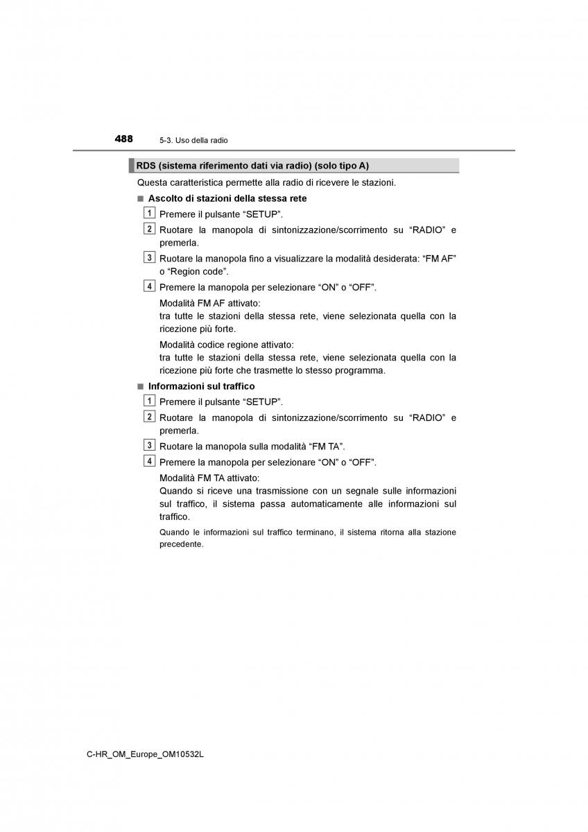 Toyota C HR manuale del proprietario / page 488