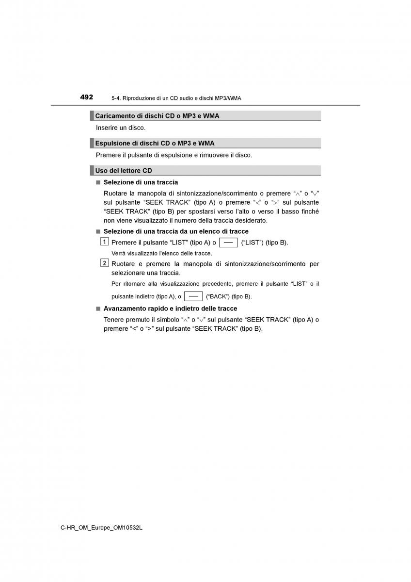 Toyota C HR manuale del proprietario / page 492