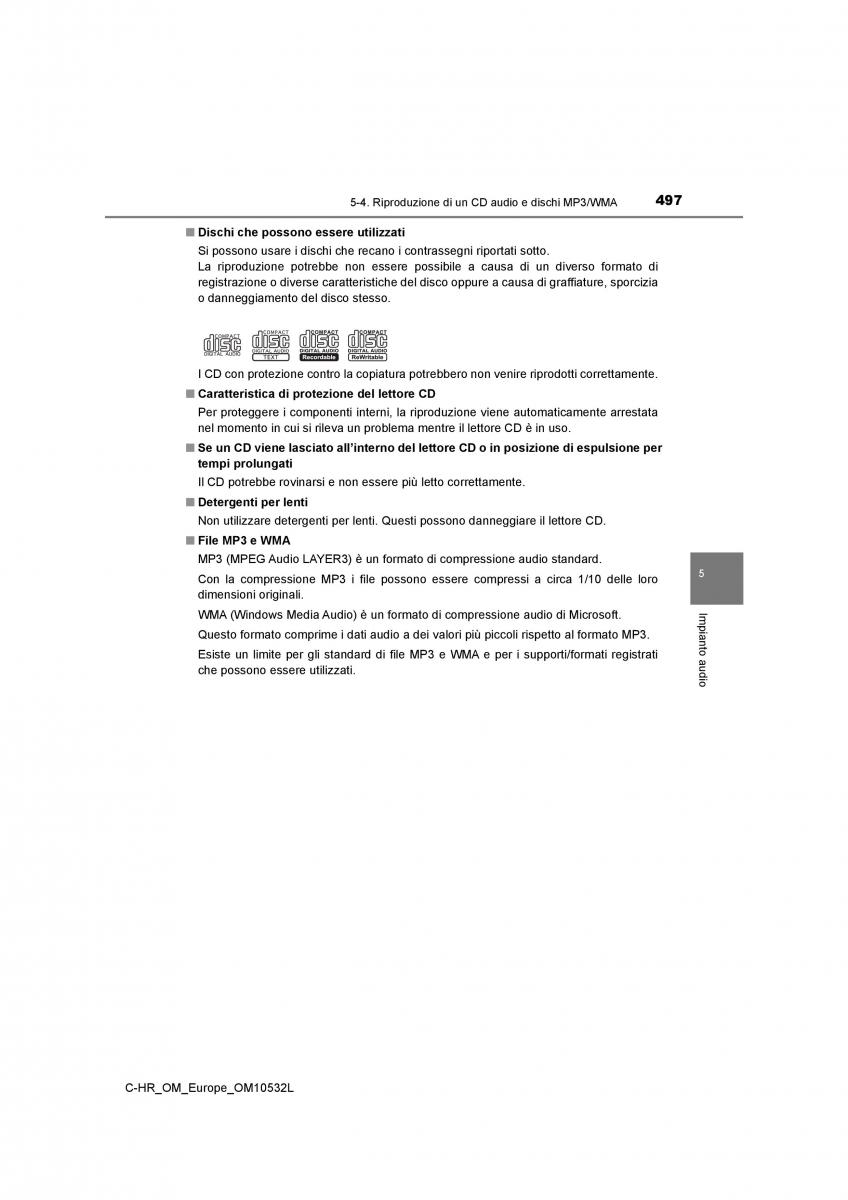 Toyota C HR manuale del proprietario / page 497