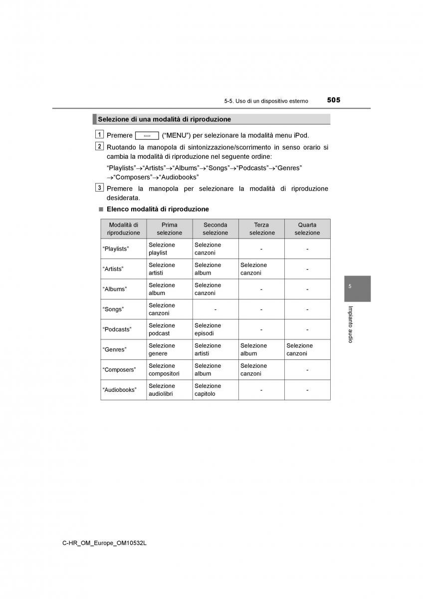 Toyota C HR manuale del proprietario / page 505