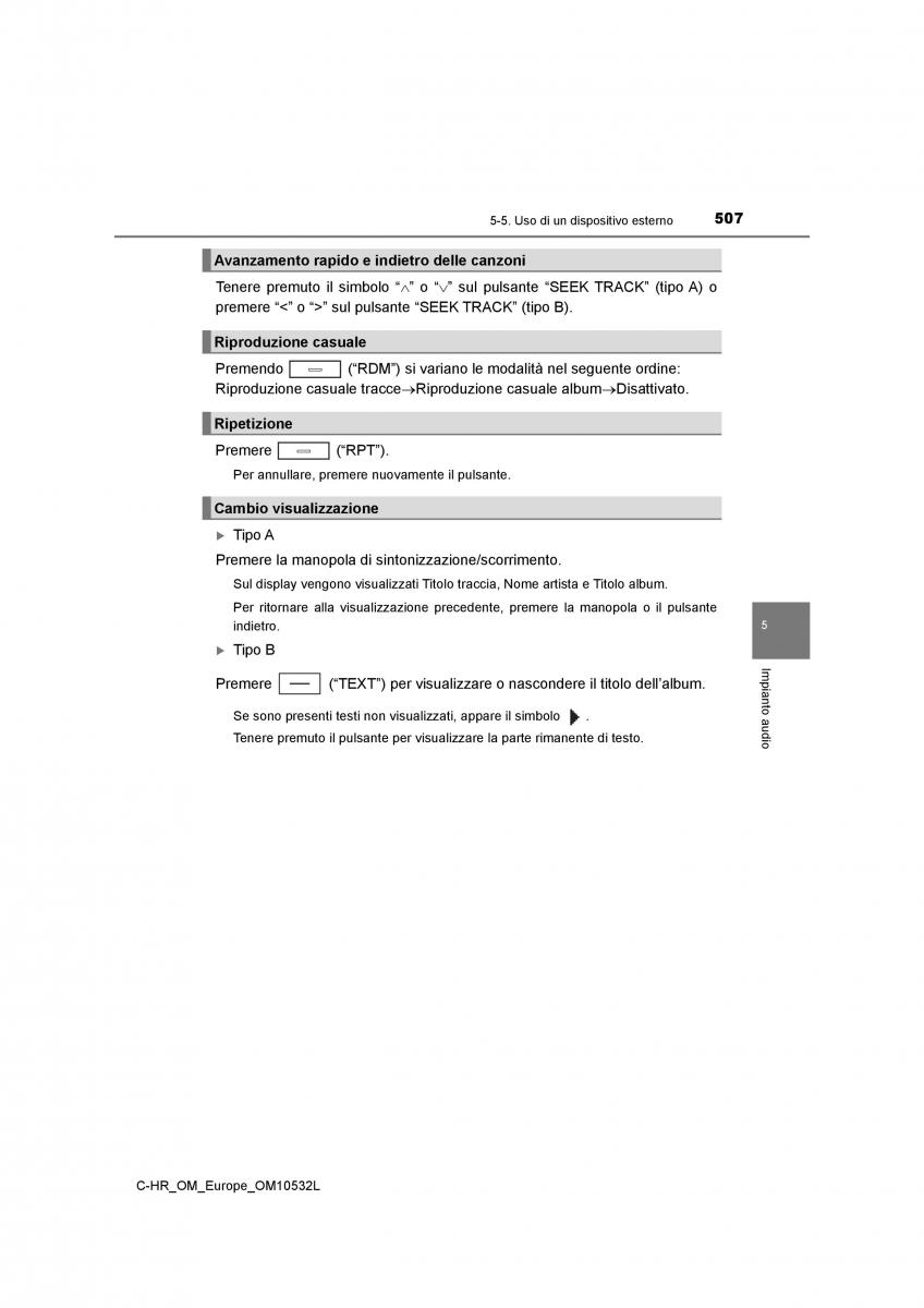 Toyota C HR manuale del proprietario / page 507