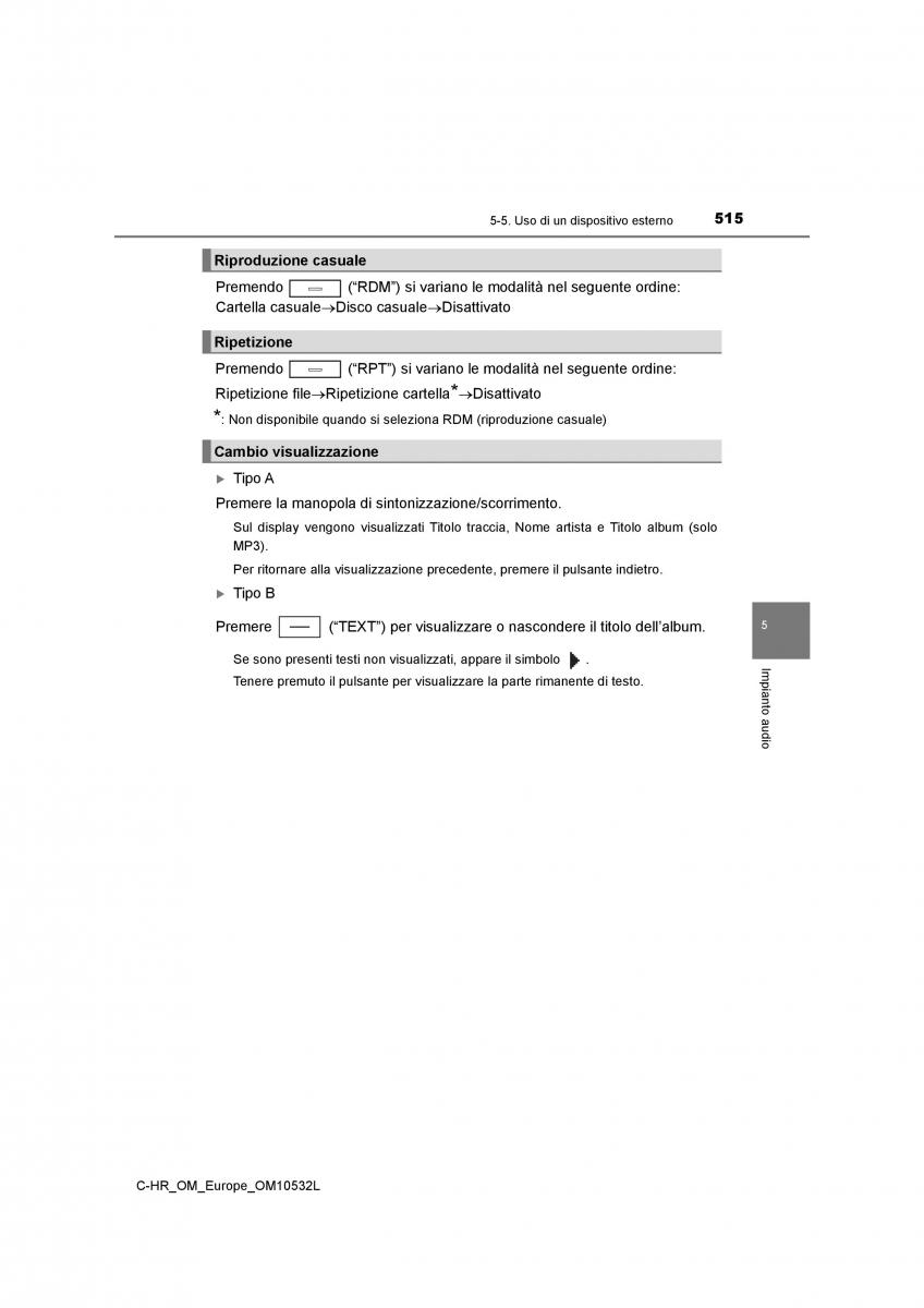 Toyota C HR manuale del proprietario / page 515