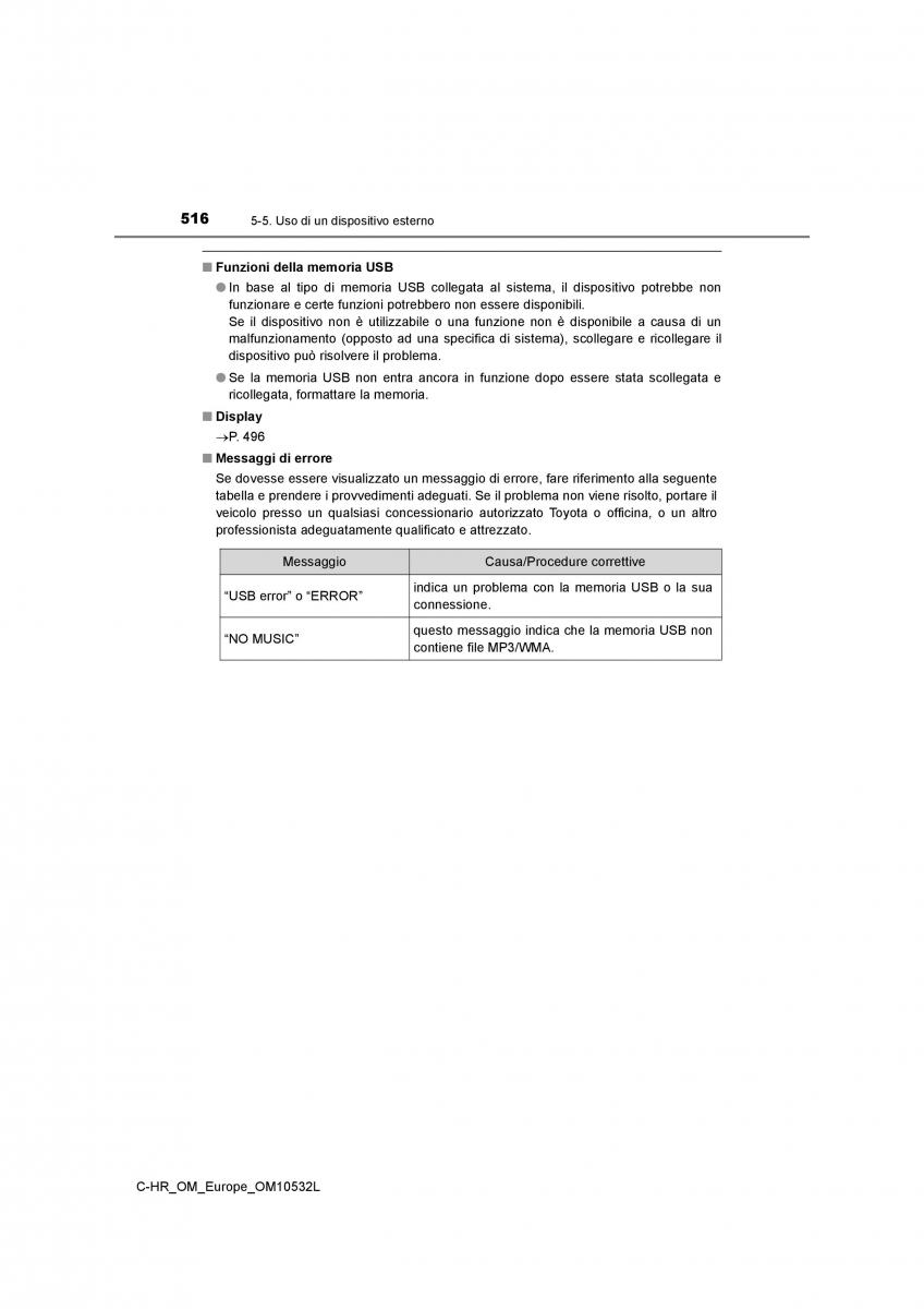 Toyota C HR manuale del proprietario / page 516