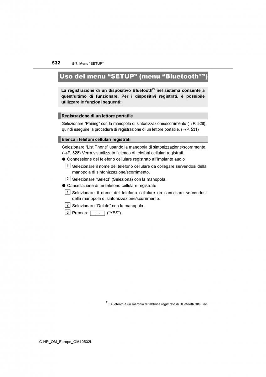 Toyota C HR manuale del proprietario / page 532