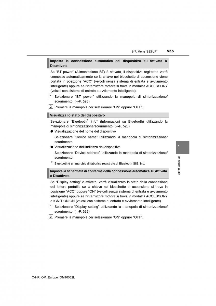 Toyota C HR manuale del proprietario / page 535